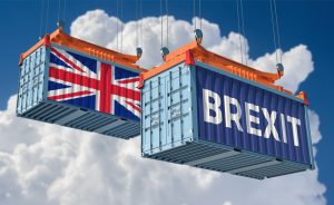 Shipping Container with UK and Brexit imprint